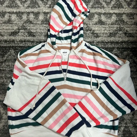 Aerie Multicolor Striped Hoodie Sweater - Picture 1 of 3